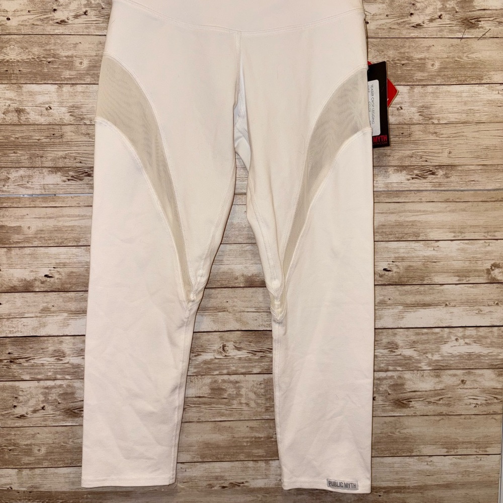 Public Myth White Mesh Capri leggings XS NWT
